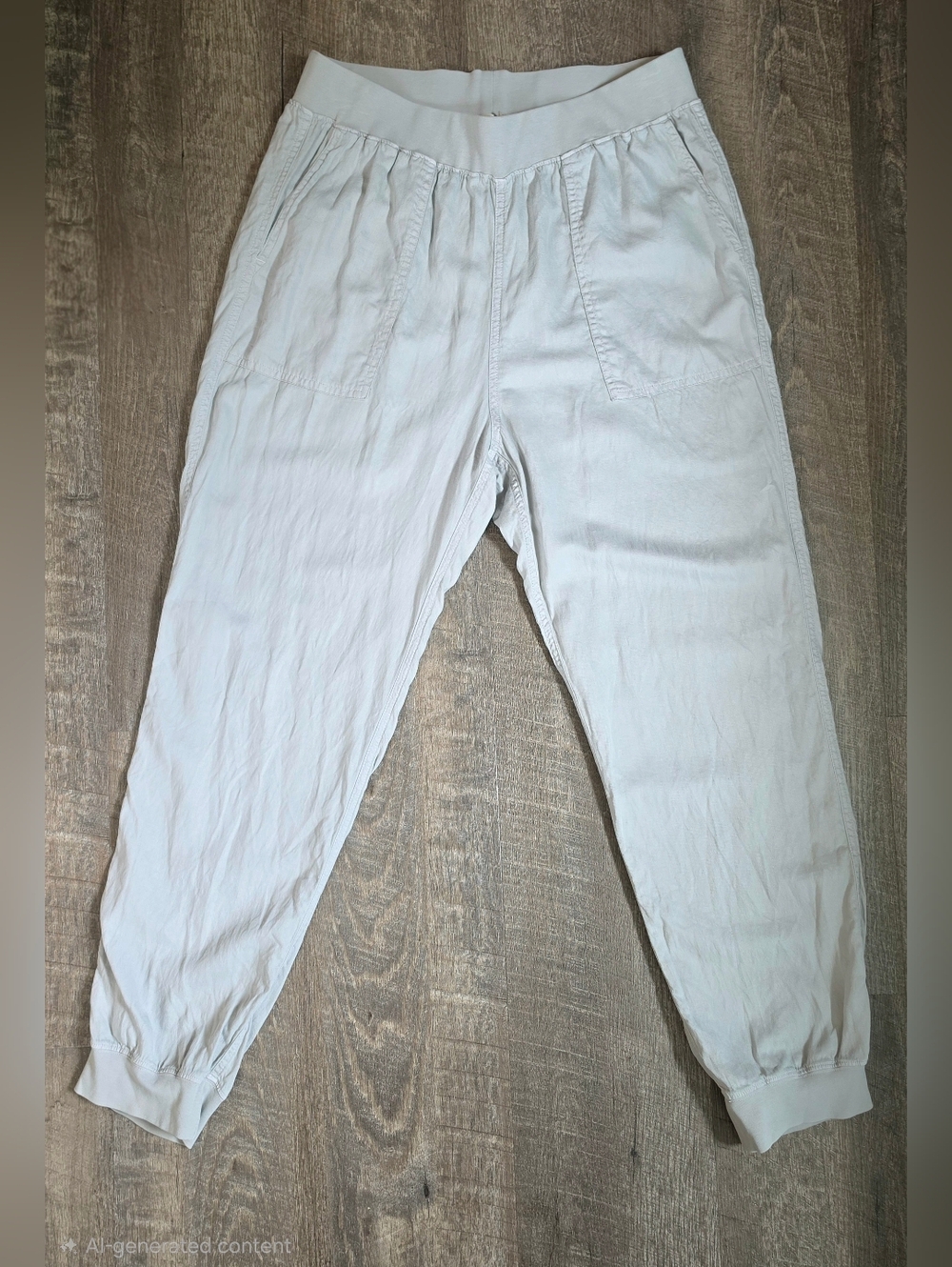 FAHERTY Arlie Day Pant Women's L Light Gray Tencel Linen Blend Joggers - Picture 3 of 14